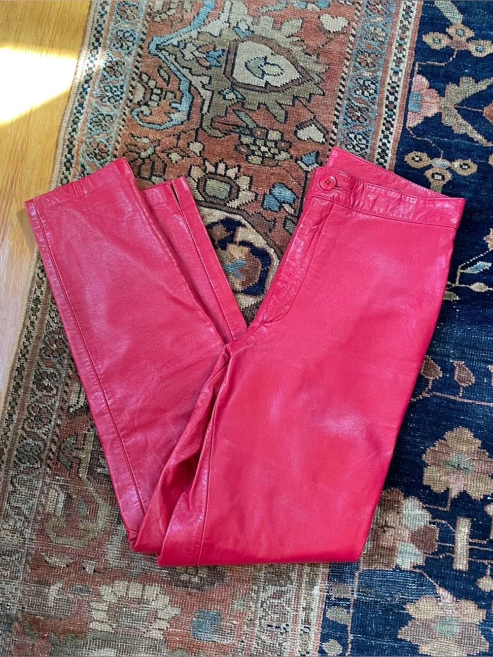 Insane Vintage North Beach Leather Red Hot Leather Pants - Picture 1 of 4